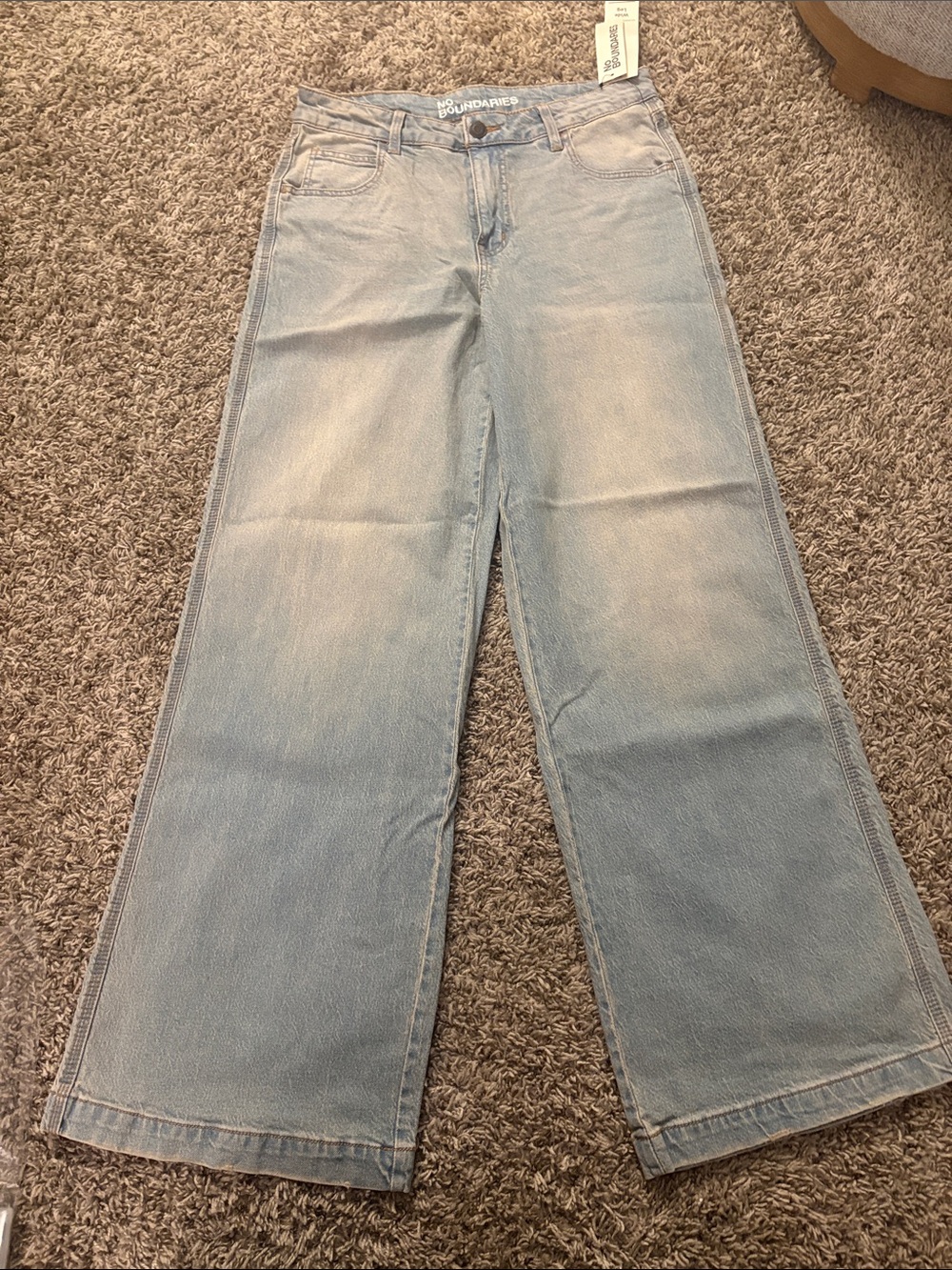 No Boundaries Faded Light Blue Wide-Leg Jeans